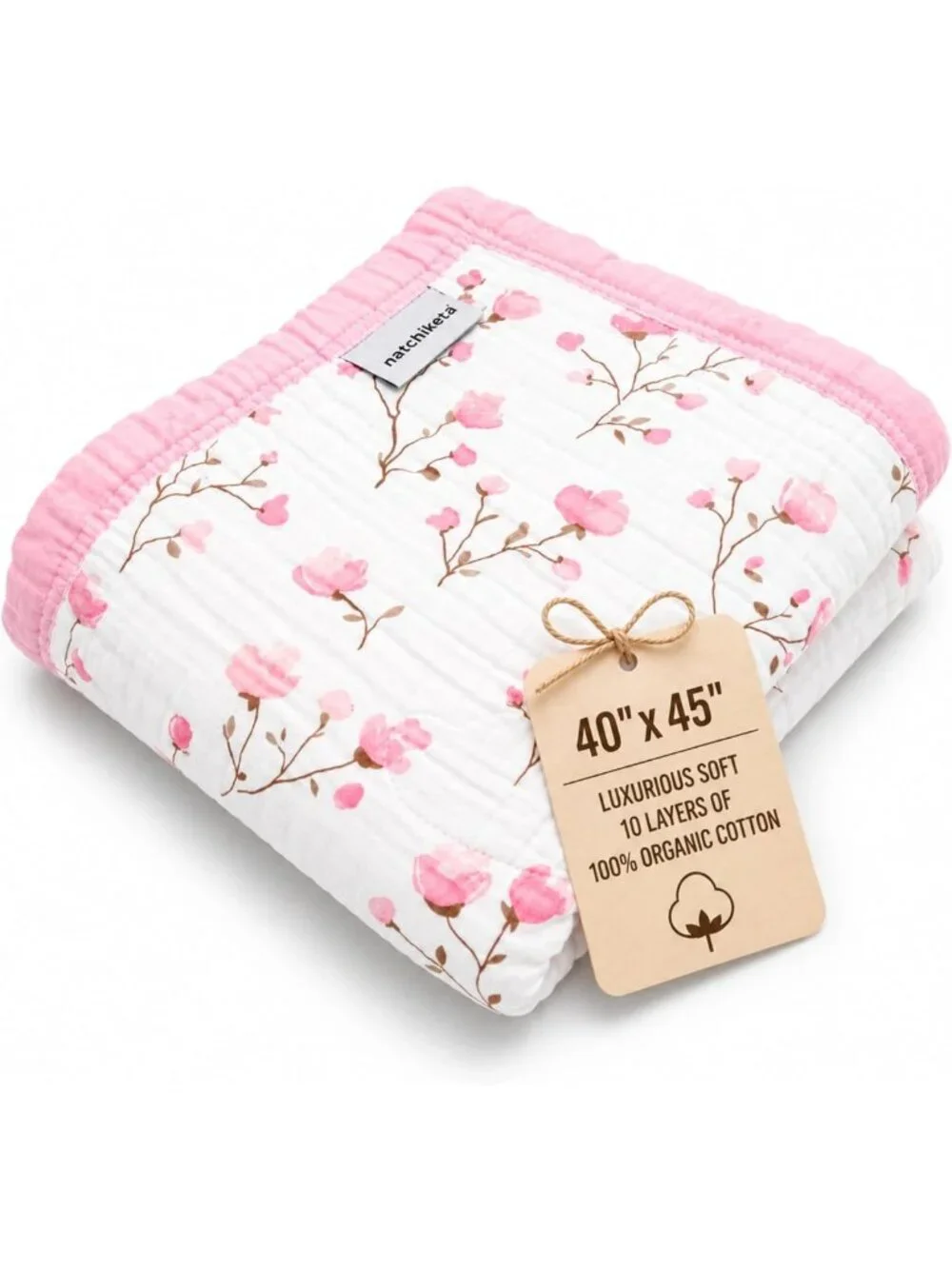 Luxurious Organic Cotton Muslin Baby Blanket - Soft Toddler Quilt for Swaddling